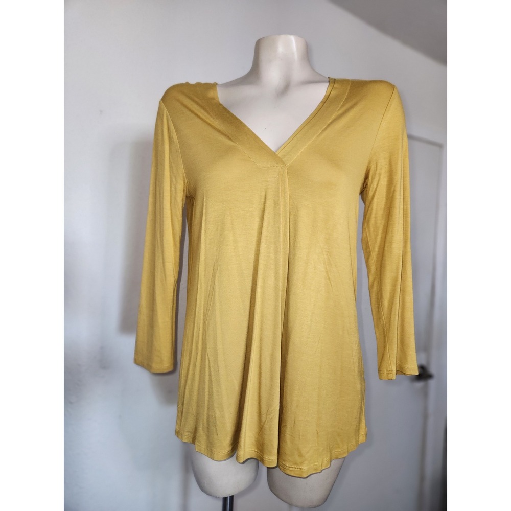 Cable‎ & gauge NEW California Marigold Yellow V-Neck Long Sleeve Top CS50608 S